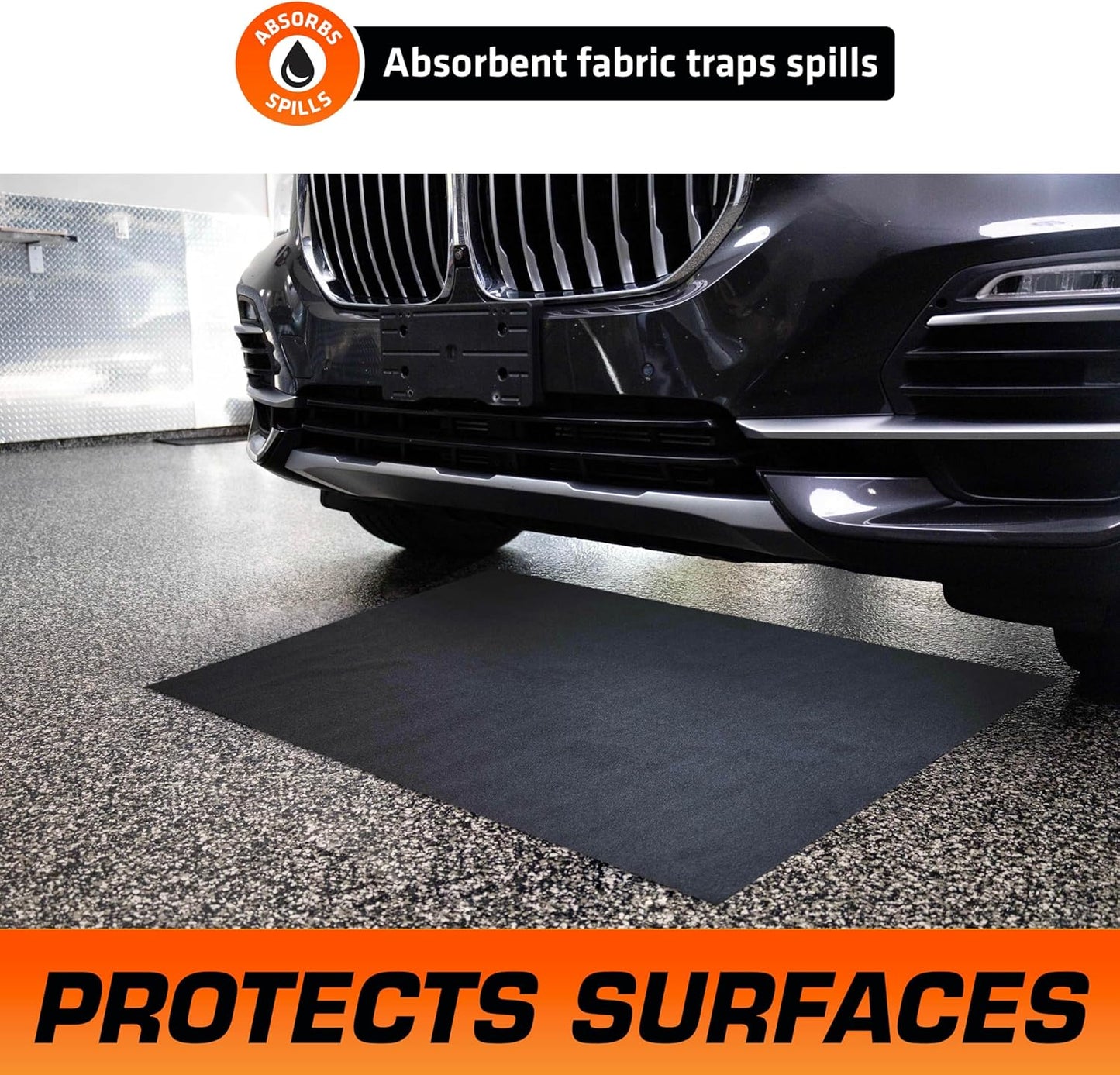 Armor All Premium Maintenance Mat Oil Spill Garage Floor Mat, (30" x 59") (2-Pack), Absorbent, Waterproof, Contains Liquids, Protects Garage Surface or Driveway, Reusable, Washable, Durable (USA Made)