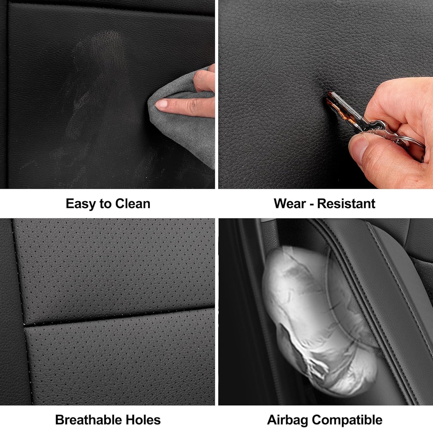 GIANT PANDA Full Set Car Seat Covers Customized Jeep Wrangler TJ Rubicon Sahara Sport X Unlimited 2003 2004 2005 2006, Faux Leather (Black)