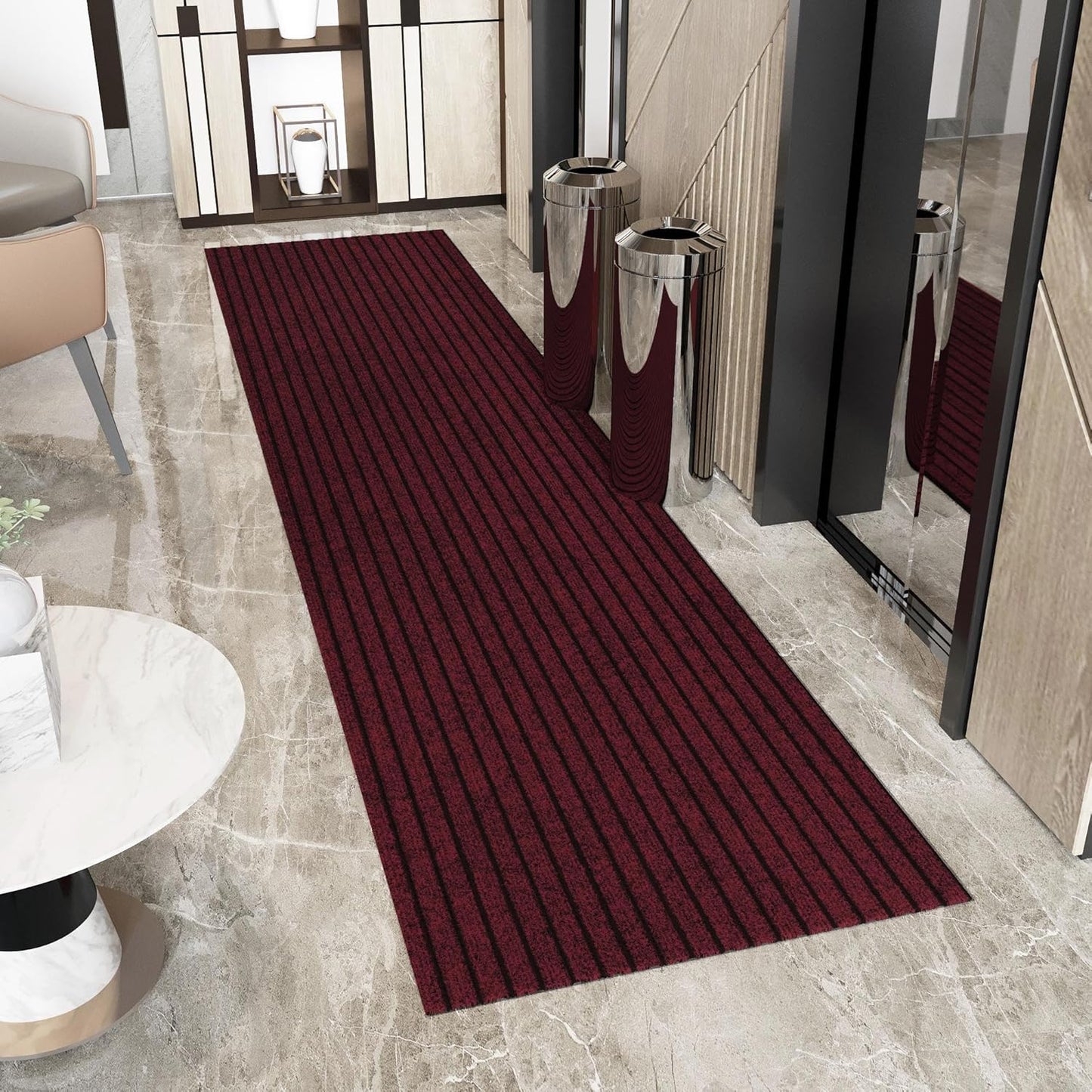 Ottomanson 2'7" x 12' Hallway Runner with Scraper Pile Extra Durable Non-Slip Rug Mat for Indoor & Outdoor Use - Ideal for Kitchen, Entryway, Patio & Garage - High-Traffic Carpet, Red