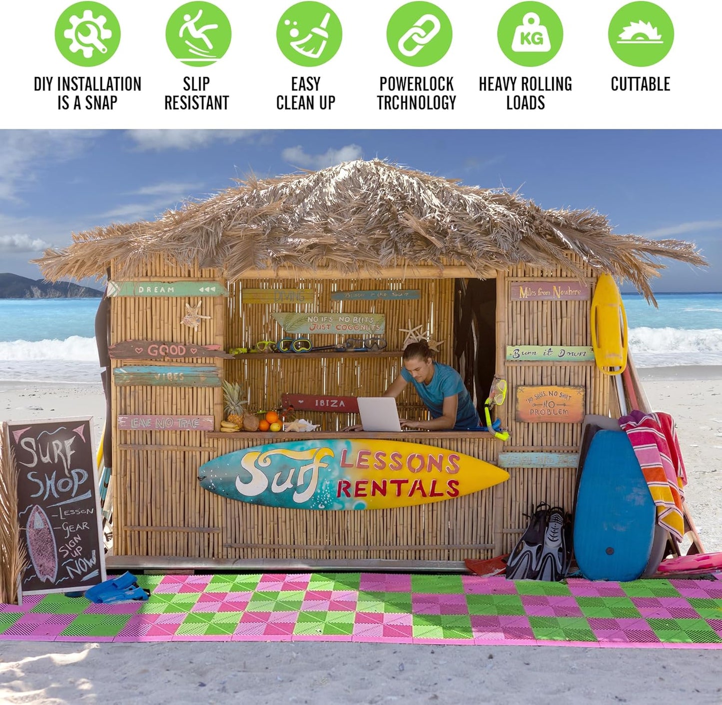 15.7"x15.7" Garage Flooring Tiles, Non-Slip Interlocking Plastic Garage Floor Mat, Garage Organization & Garage Storage, Vented Pattern (Sublime, 25PCS)