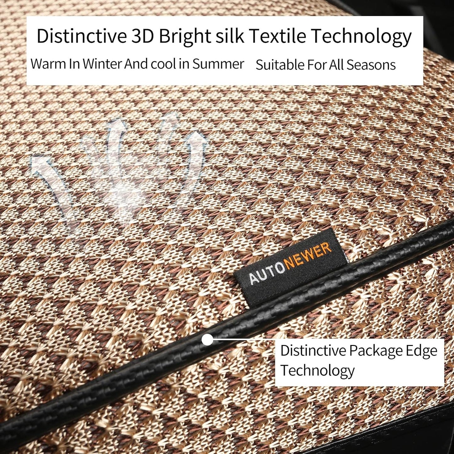 Auto Newer Breathable Universal Four Seasons Car Seat Covers, Luxury Car Seat Cushion，Protectors for Front Seat Bottoms,Compatible with 95% Vehicles， Fit for Cars Truck SUV (Gold Beige,2PCS)