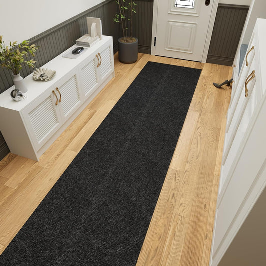 Ottomanson 2'7" x 7' Hallway Runner with Scraper Pile - Extra Durable Non-Slip Rug Mat for Indoor & Outdoor Use - Ideal for Kitchen, Entryway & Garage - High-Traffic Carpet, Black