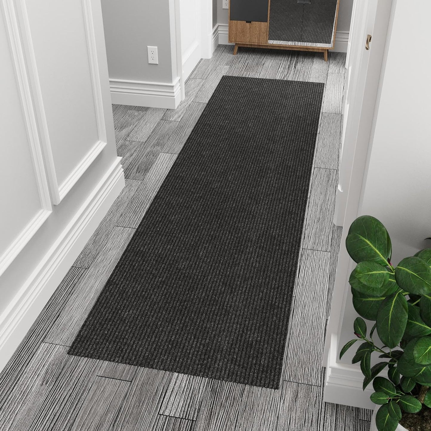 Ottomanson 6'6" x 3' Hallway Runner with Scraper Pile - Extra Durable Non-Slip Rug Mat for Indoor & Outdoor Use - Ideal for Kitchen, Entryway & Garage - High-Traffic Carpet, Black