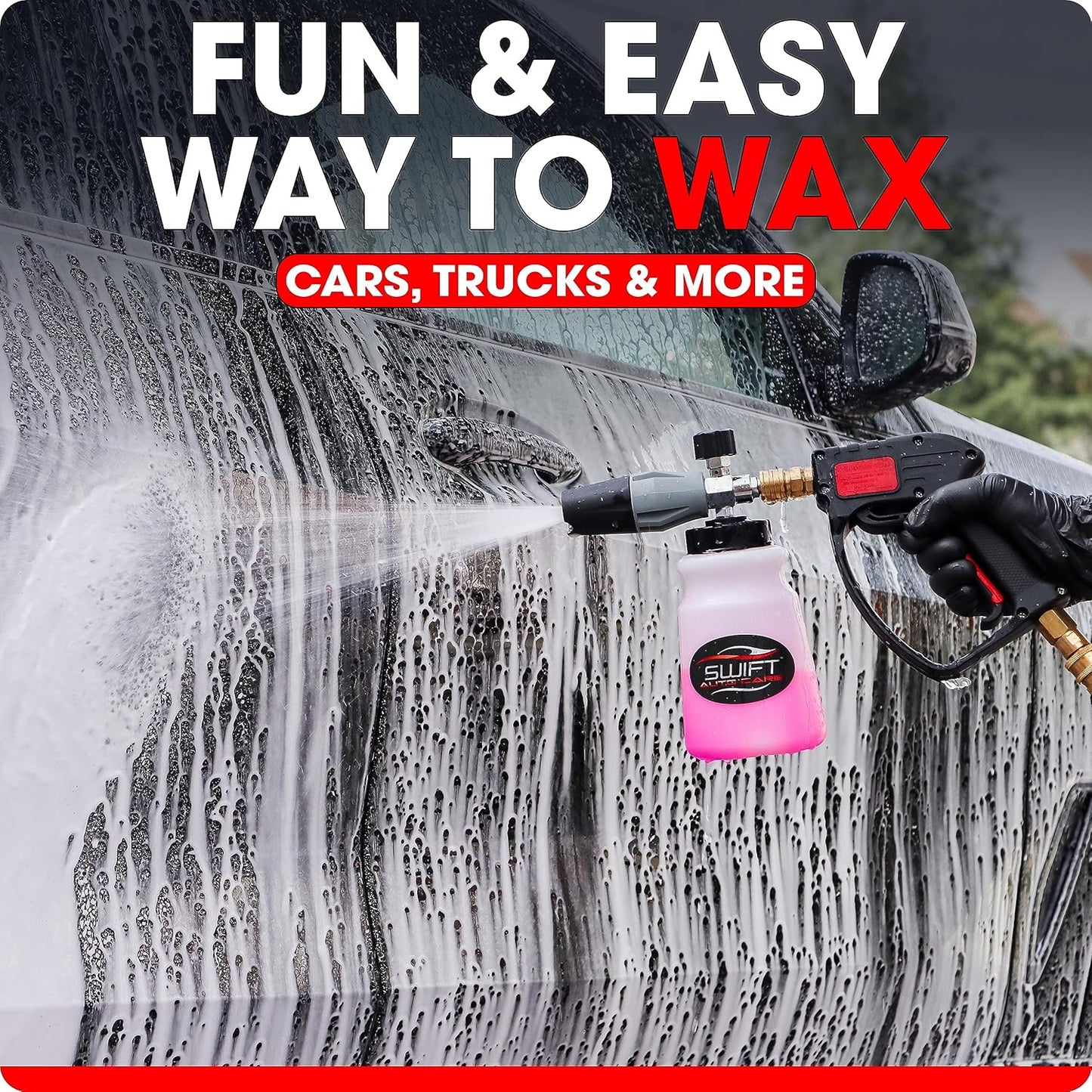 Swift Touchless Ceramic Foamable Wax (1 Gallon) – Spray On/Rinse Off For High-Gloss, Hydrophobic Protective Layer | For Foam Cannon & Foam Pump Sprayer After Car Wash | Wax Cars, Trucks, RV’s & More!
