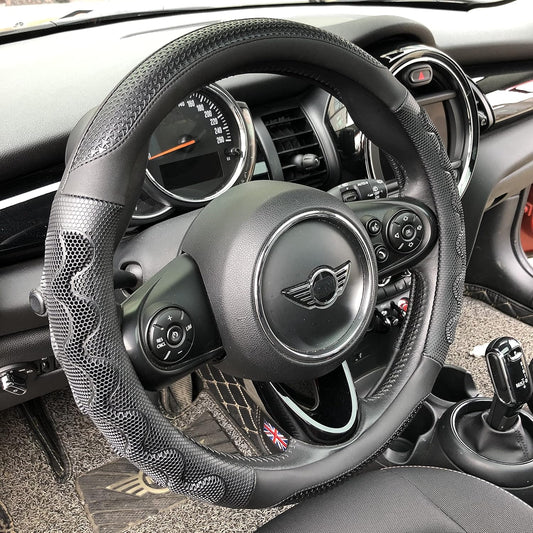 PINCTROT Small Size Steering Wheel Cover Great Grip with 3D Honeycomb Anti-Slip Design, 14 Inch (All Black)